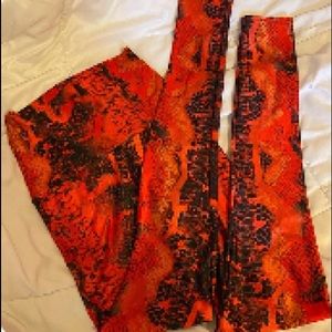 Red Python Print Emily Hsu Leggings